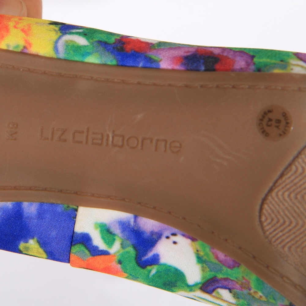 Bright Floral Peep-Toe Liz Claiborne High Heels - Picture 7 of 8
